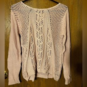light pink blush mesh lace winter sweater